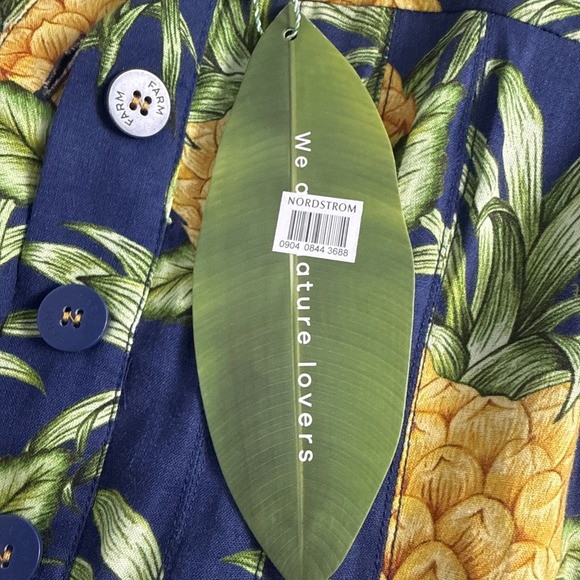 Farm Rio Navy Blue Delicate Pineapple LENZING ECOVERO EUROFLEX Mini Dress Size M - Picture 8 of 11